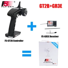 Original Fly Sky FS-GT2B 2.4G 3CH Gun RC Controller with FS-GR3E receiver, TX battery, USB cable, handle Upgraded FS-GT2 GT2