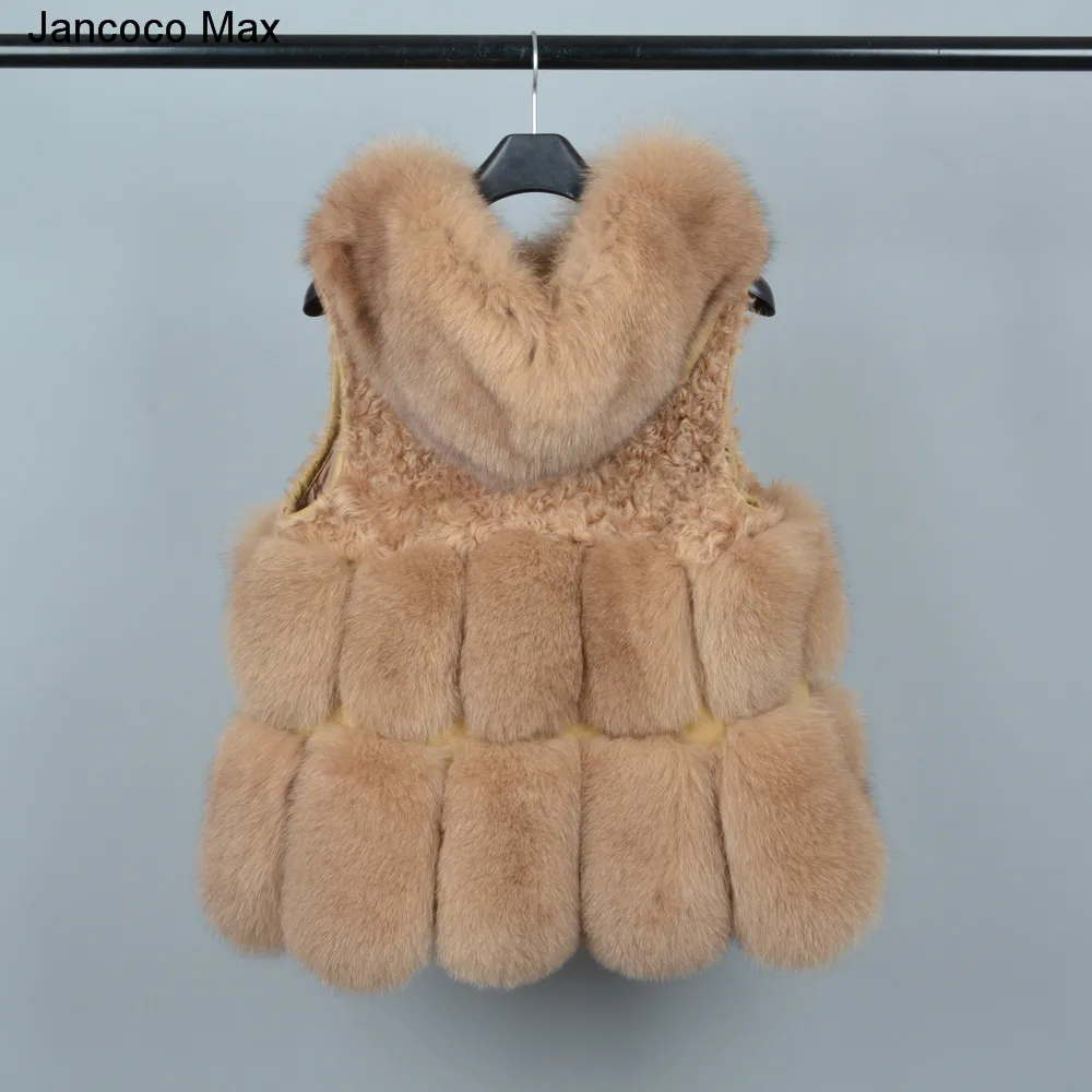 Jancoco Max 2019 реальные жилеты из лисьего меха женская мода ягненка Мех животных жилет