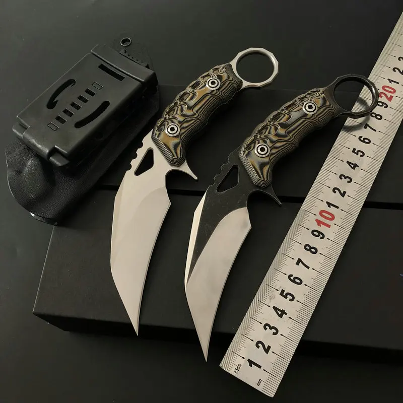 

Vellance High-end Fixed Blade Claw Knife D2 Steel Tactical Outdoor Karambit Knives Camping Survival Jungle Self Defense Knife