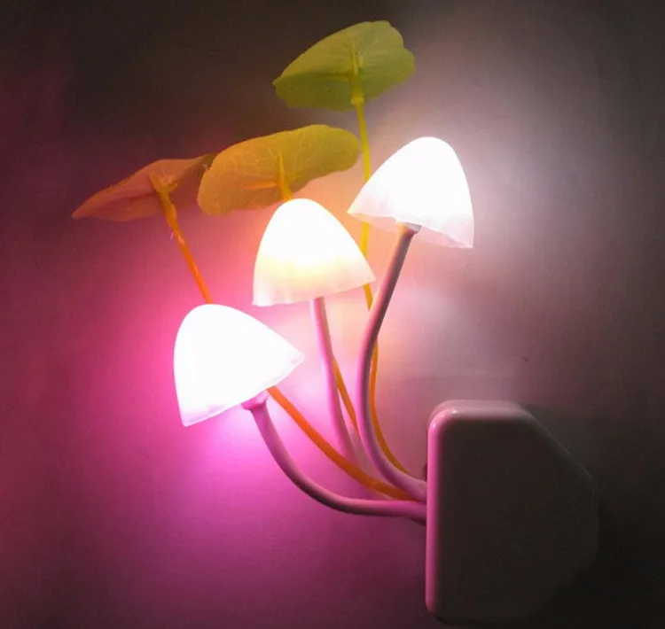 LED Colorful Night Light Control Induction Avatar Mushroom Lamp European Style Plug Adapter LED Energy Saving Home Decor night lamp for bedroom wall