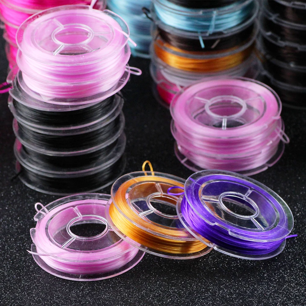 

WLYeeS 1Pcs 10M Colorful Stretch Crystal Flat Elastic Line 0.8mm DIY Thread Cord String fit Bracelet Necklace Jewelry Making
