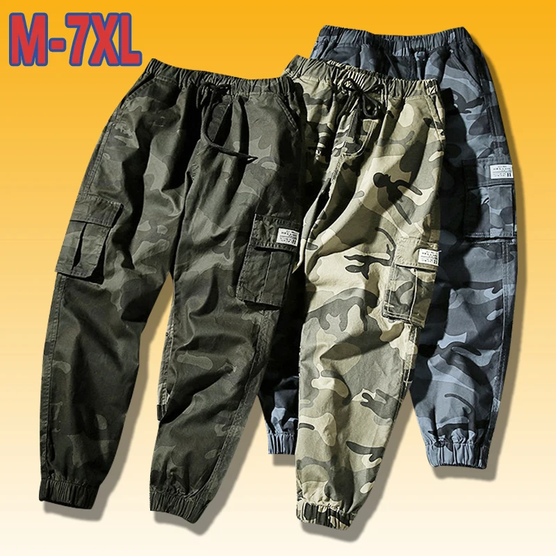 7XL размера плюс карманы Карго брюки мужские хлопковые армейские военные