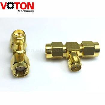 

Free shipping 5 piece Gold Plated RP Converter SMA Tee Type Adapter RP SMA female to double male 3 way RF Adapter