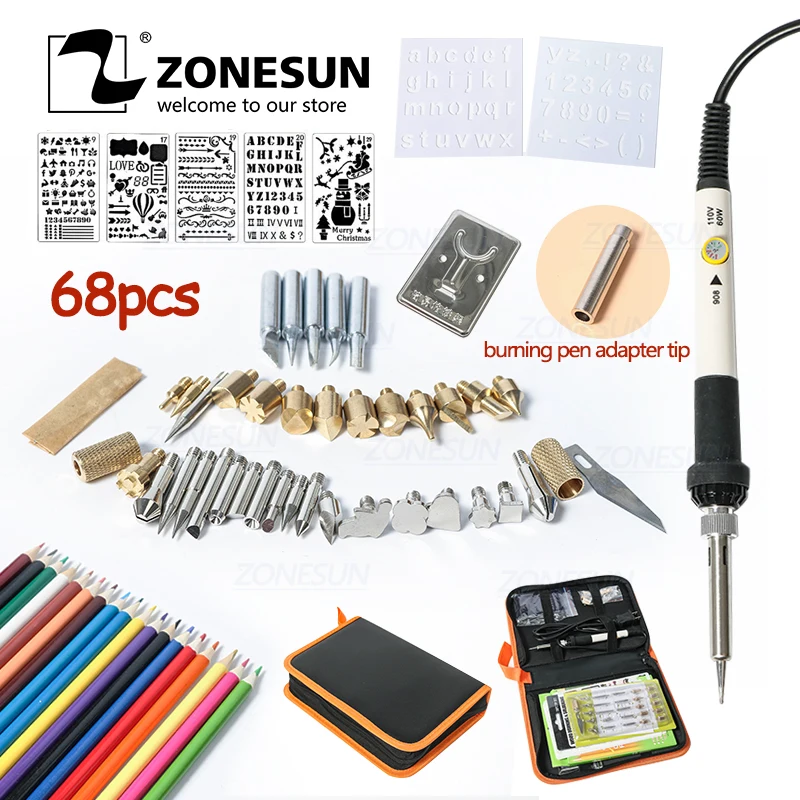 ZONESUN паяльник с горячей фольгой для тиснения резьбы по дереву инструмент для пирографии инструмент для тиснения дерева набор паяльных ручек набор сварочных наконечников