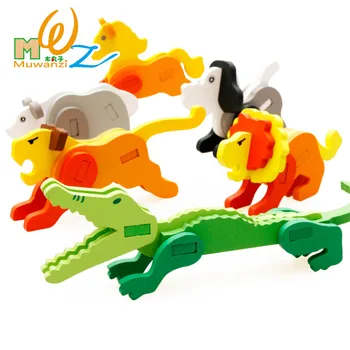 

MWZ Cartoon Animal Baby Toys 3D Puzzles Wooden Puzzles Children Learning Educational Toys Kids Handmade DIY Toys