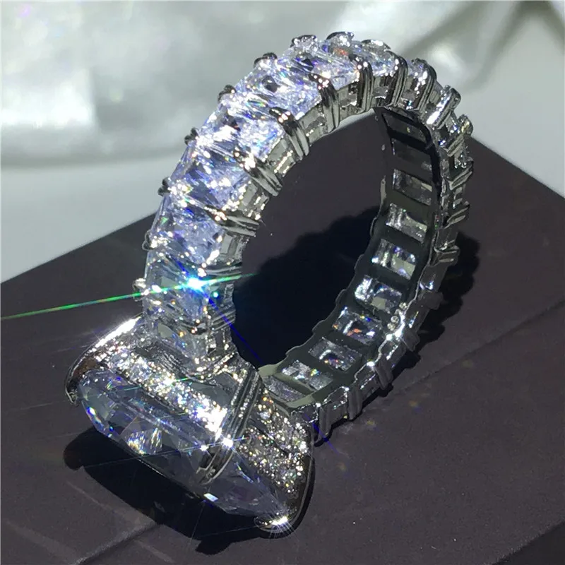 Роскошные ювелирные изделия Серебряное кольцо Принцесса cut 5ct AAAAA Циркон Cz