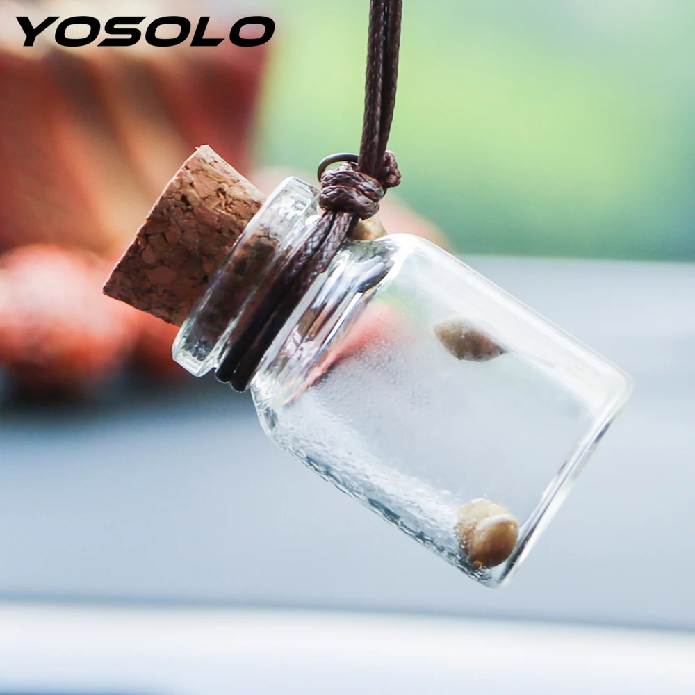 

Car Air Freshener Glass Perfume Bottle Empty Hanging Bottle with Flower for Essential Oils Auto Rearview Mirror Pendant Ornament
