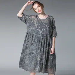 4XL женщин шелковой вышивкой SummerDress 2018 плюс женский размер пикантные модные вечерние брендовые летние короткие платья для женщина очень