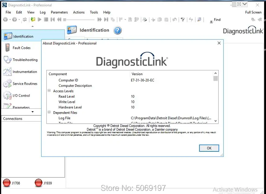 

Detroit Diesel Diagnostic Link 8.09 DDDL - Hardware Level 10 with additional features and GRAYED\All parameters support