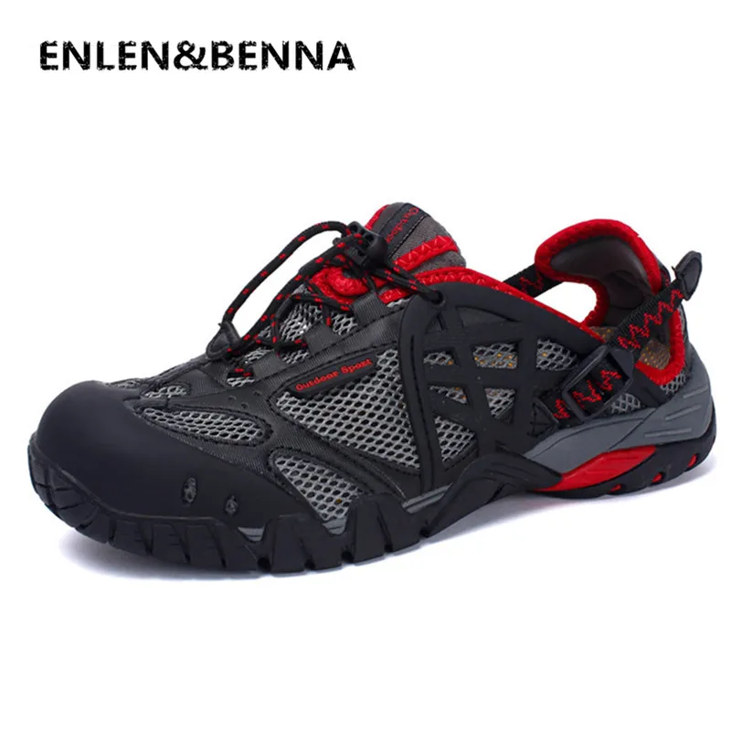 

ENLEN&BENNA Summer Style Male Mesh Sandals Shoes Men Couples Casual Beach Breathable Light Lace-Up Quality Comfortable Sandal