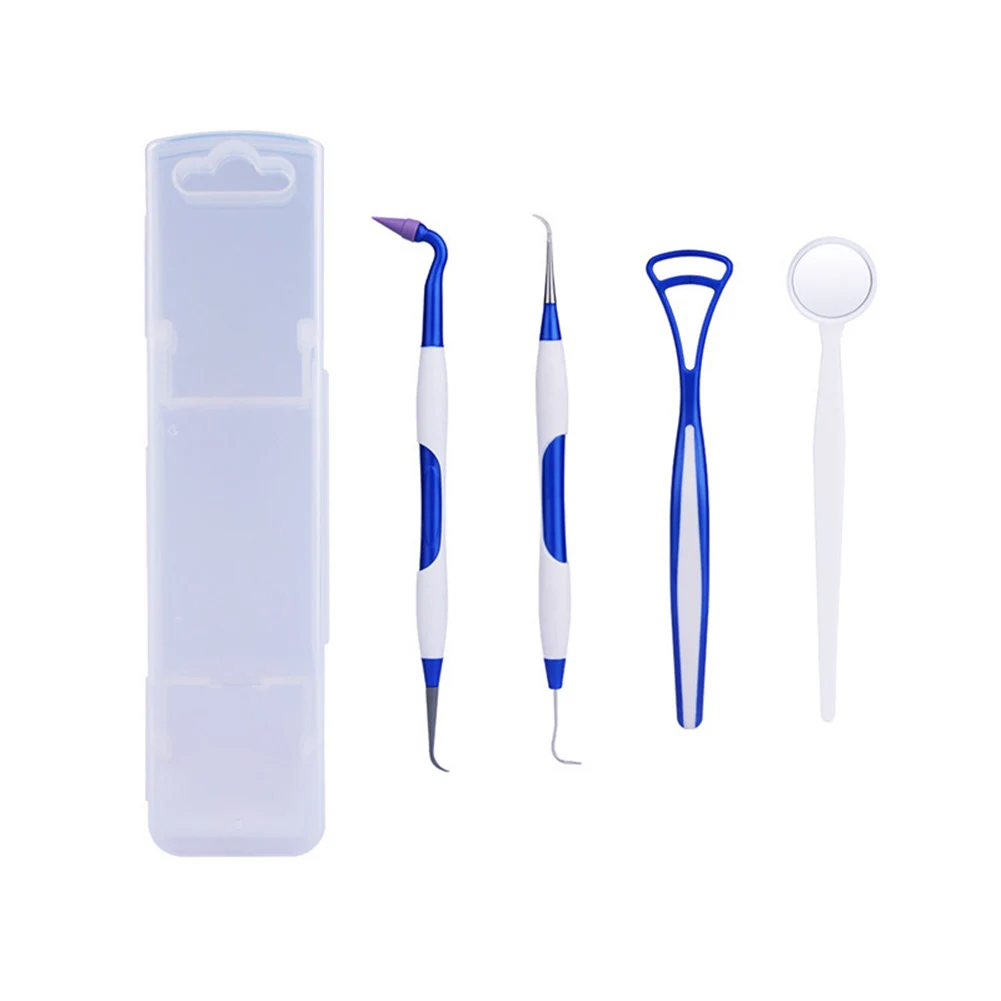 

4 in 1 Professional Oral Health Care Tool Kit Oral Cleaning Tooth Pick Mouth Mirror Gum Stimulator Tongue Scraper Oral Hygiene
