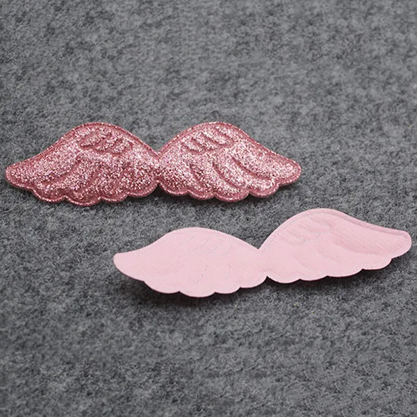 18 adet/grup 10.5*3cm Glitter PU melek kanat pedleri yamalar aplikler Craft giyim dikiş malzemeleri DIY saç klip aksesuarları