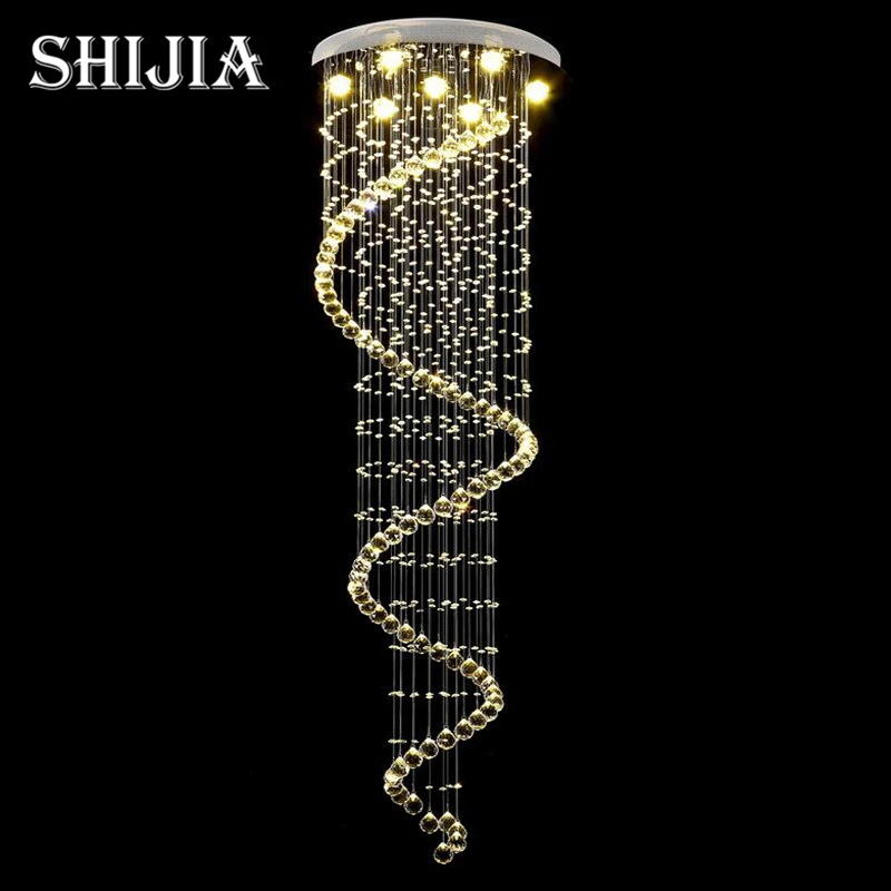 

Spiral Crystal Light Fixture Long Crystal Chandelier Light Lustre De Cristal for Staircase, Stairs, Foyer Crystal Stair Lamp