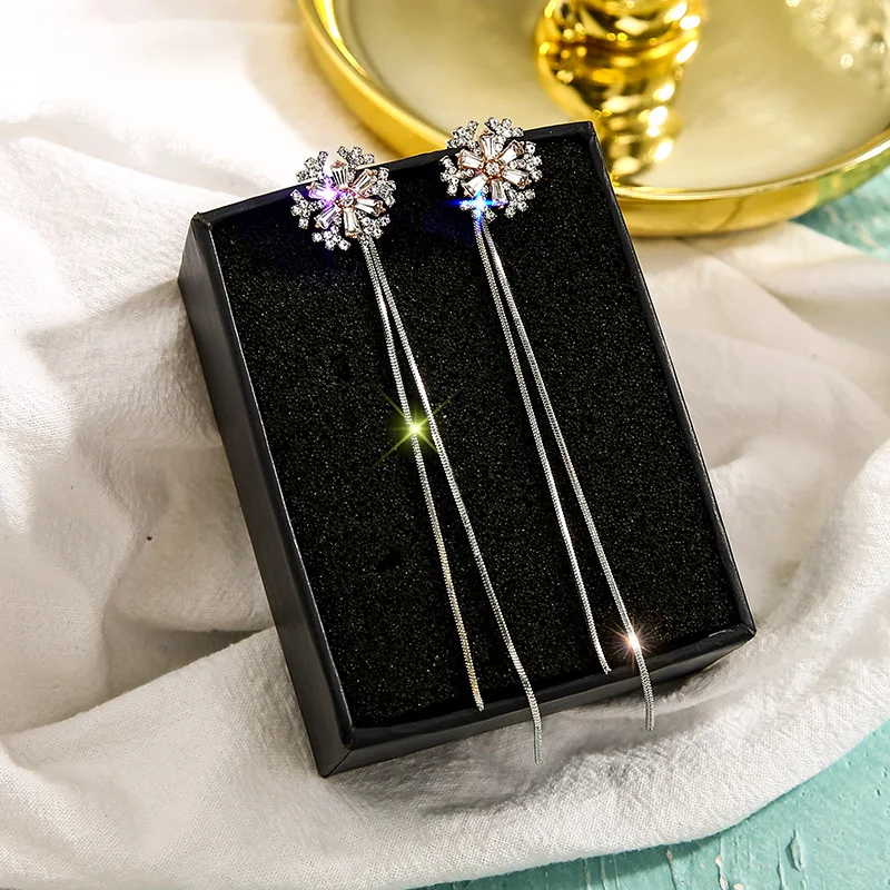 

2019 New Sweet Snow Ear Line Tasseled Earrings Korean Sweet Fashion Elegant For Women Earrings