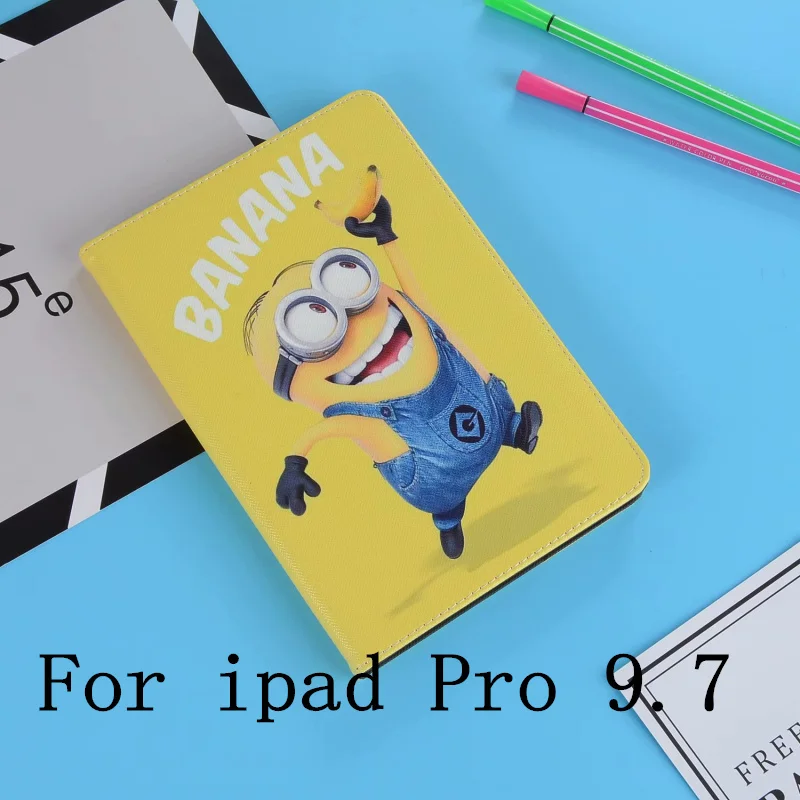 Чехол для iPad Pro 9,7 из для iPad Pro 10,5 кожи, мягкий чехол для Air 1 2 с изображением милой собаки Микки Стива дораэмона миньонов - Цвет: Розовый