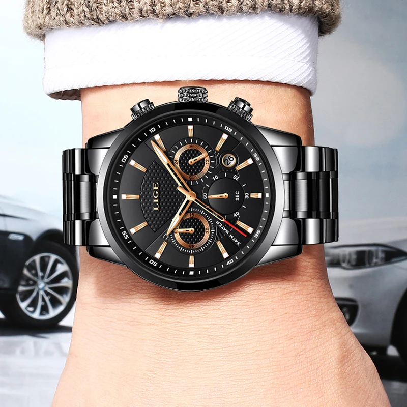 2018 LIGE Mens watches To Luxury Brand business Quartz Watch Men Military Sports Waterproof Dress W
