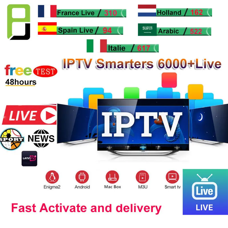 

Full HD IPTV Subscription for IPTV French Arabic UK Dutch Spain 18+ Adult 6000+ Live FREE VOD 4K IPTV M3U Smart TV