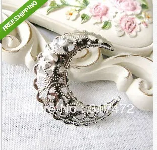 

Silver moon metal pendant - filigree stamping connector 42mm 200PCS
