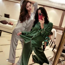 Inplusni женские пижамные комплекты ice silk(искусственное волокно Женская одежда для сна на лето и осень пеньюар с длинными рукавами пижамы сексуальный костюм из ткани, имитирующий одежда для сна