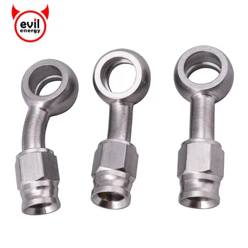 

evil energy AN3 10mm Banjo Eye Brake Hose Fitting Stainless Steel Straight 28degree PTFE Brake Hose Ends Fitting Silver