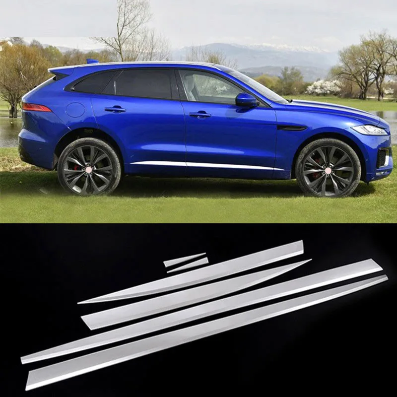 

6pcs/set For Jaguar F-Pace X761 f pace ABS Chrome Car Side Door Body Molding Strips Cover Trim 3D Sticker 2016 2017