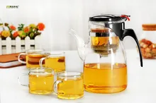 5 teile/satz Neue 600 ml Longming Haus Einfaches Tee Wasserkocher Teekanne Wärme glas Teekanne mit 4 stücke tasse Komfortable Büro Teekanne Set JO 1053