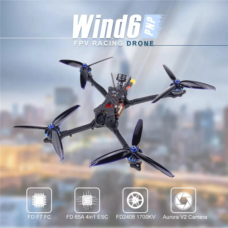 HGLRC Wind6 6S FPV Racing Drone F7 Dual Flight Control 65A 4in1 ESC 2408 1700KV Motor V2 Camera 1200TVL RC Toys Outdoor Toy | Игрушки и