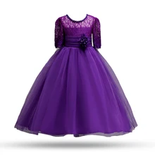 Платье с короткими рукавами для девочек элегантное кружевное детское платье с цветочным узором для свадебного торжества, детское платье принцессы из тюля для подружки невесты бальное платье