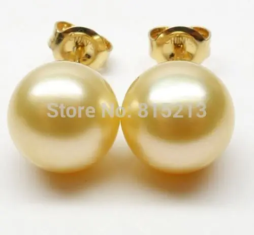 

hot sell new - wb00494 10-11mm natural south seas gold pearl earrings