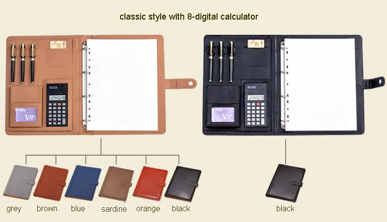 planejador notebook anel pasta arquivo a4 com calculadora 1163