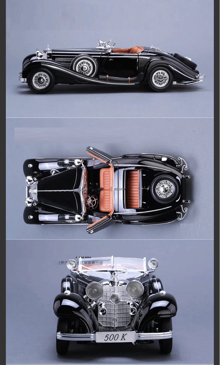 Модель автомобиля 1/18 масштаб сплав литья под давлением классический автомобиль 1936 500k металлический автомобиль коллекционные модели игрушки для коллекции подарки для детей