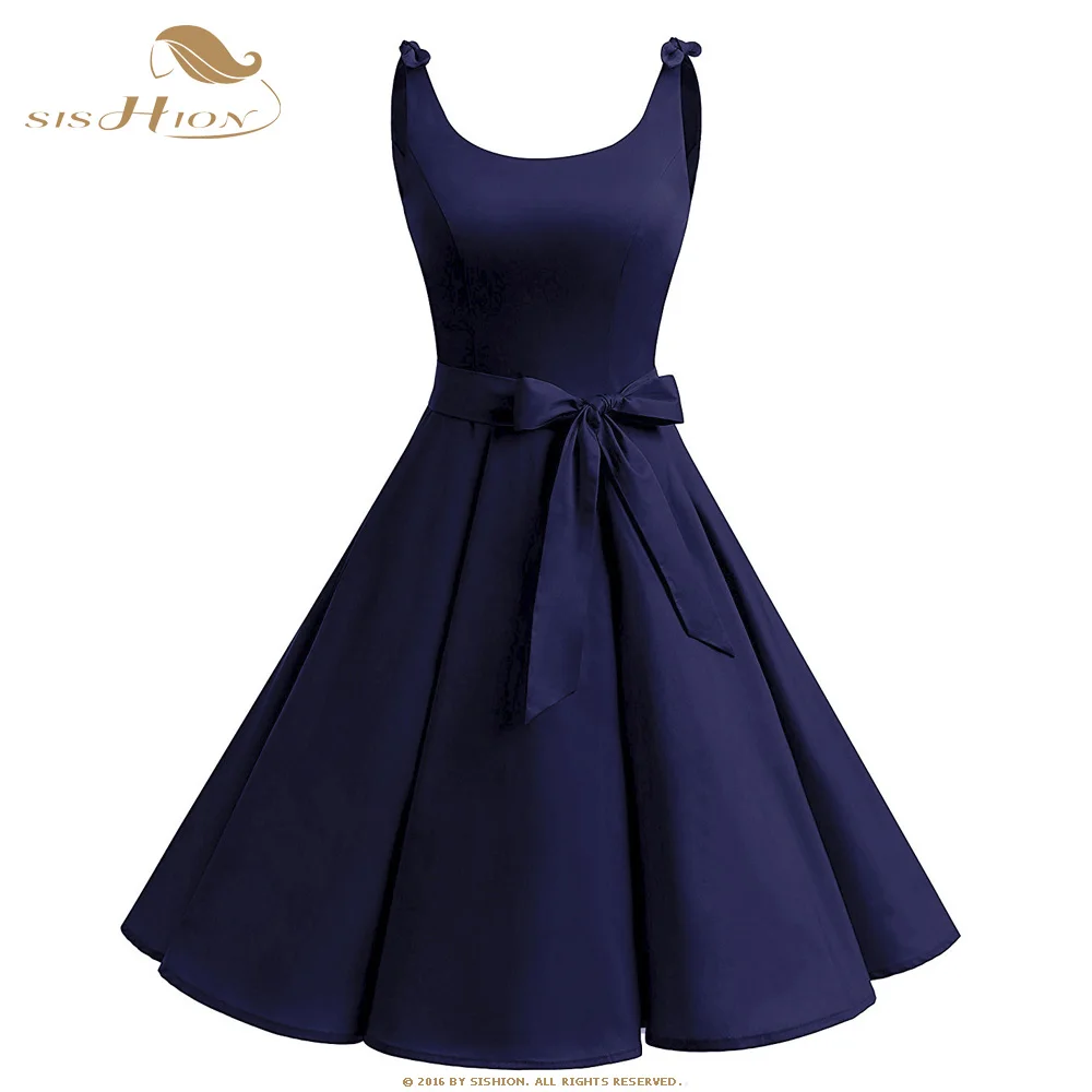 SISHION Swing Inspired Ретро винтажное платье VD1154 Туника vestidos женское платье на бретельках синее красное черное платье