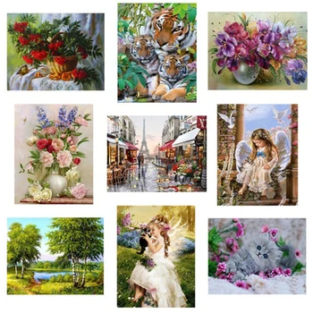 

5d diy Diamond painting flower animal landscape Cross Stitch kit Diamond Embroidery home decor mosaic pattern JK