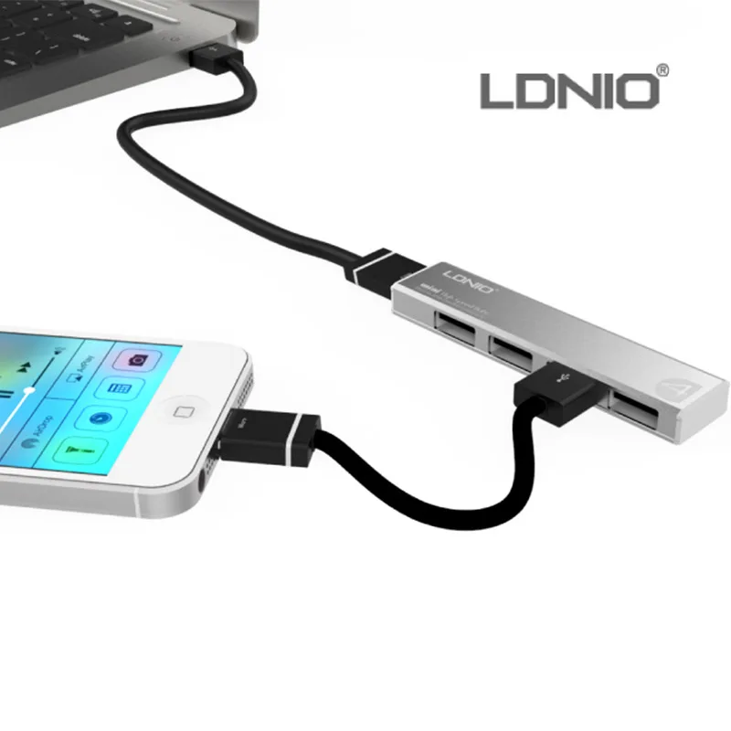 High Speed LDNIO DL H1 Mini 4 Port USB 2.0 Hub USB Port For Laptop PC