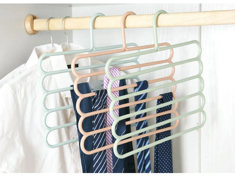 5 Layers Non-slip Racks Hangers Multi-functional Scarf Tie Wardrobe Hanger Skid Trousers Hanger Clothes Hanger Pants Support-9