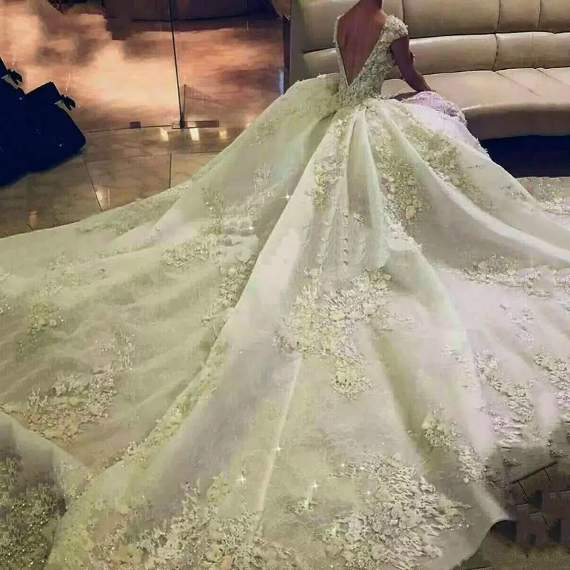 Шикарное свадебное платье vestido de noiva princesa robe de mariee на заказ длинное свадебное платье бисерные аппликации цвета слоновой кости - Цвет: picture color