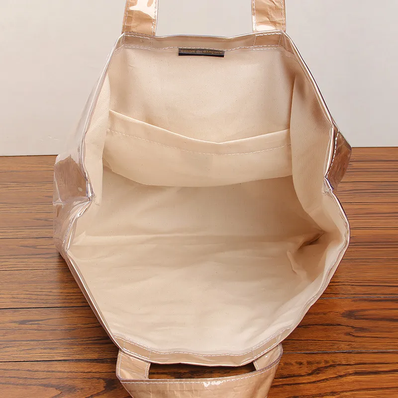 Ladies bag 2018 fashion design double transparent handbag kraft paper shopping bag shoulder bag handbag