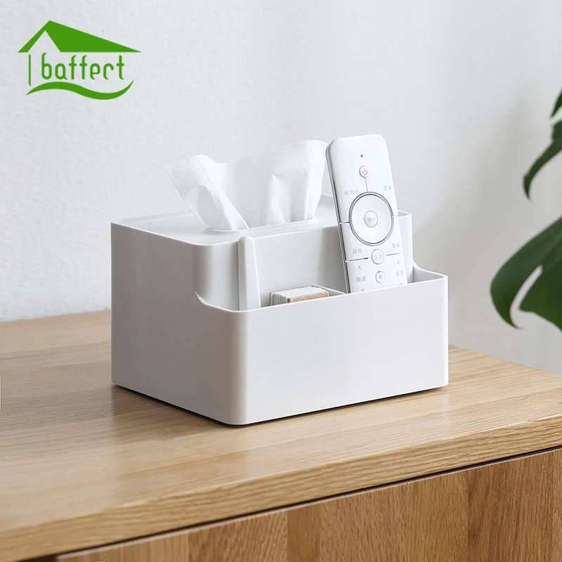 

New Tissue Box Multi functional Napkin Holder Plastic Remote Controller Storage Box Desk Organizer for Living Room Table