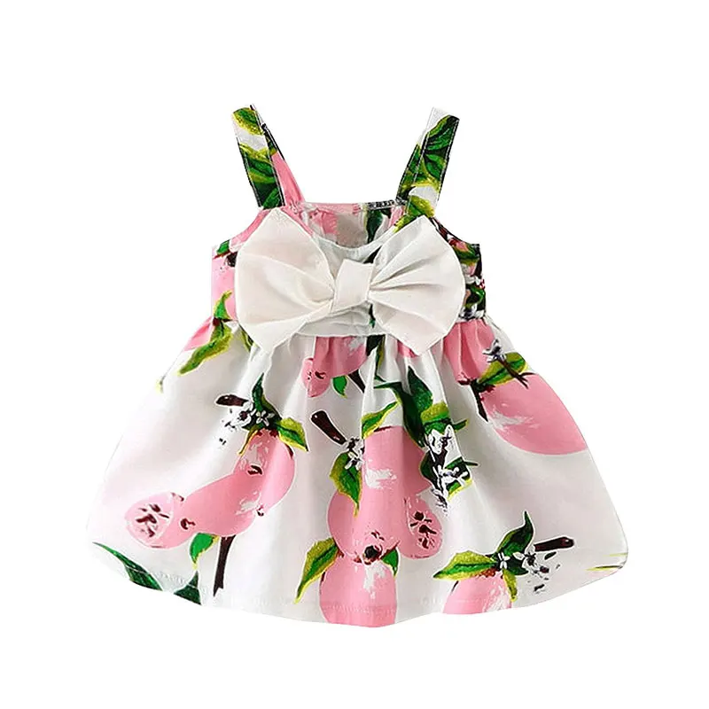 

Summer Baby Newborn Dress For Little Princess Print 1st Birthday Party Clothes Printed Backless Sundress Newborn Girls Dresses