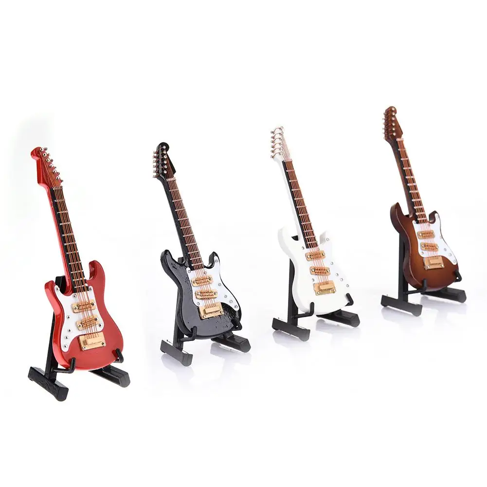 Mini Guitarra de 10cm, modelo de Guitarra en miniatura, colección de guitarras, adornos decorativos, de regalo con soporte de funda - Deportes y entretenimiento