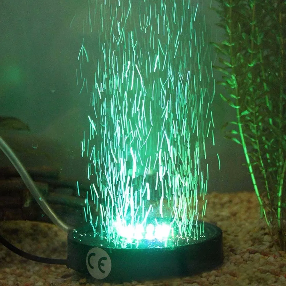 Nicrew 12 цветов, подводный круглый светильник для аквариума, водонепроницаемая лампа с воздушными пузырьками, погружной светильник для аквариума, красочный светильник для аквариума