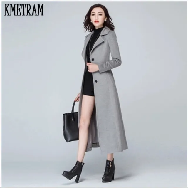 2018 Autumn Winter Women Wool Blends Plaid Coat Female