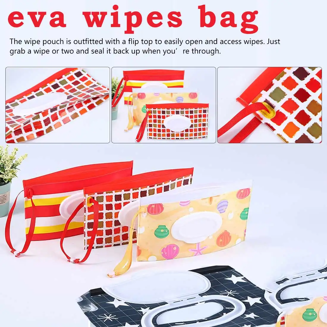 

Wet Wipes Bag Clamshell Cosmetic Pouch Clutch and Clean Easy-carry Wipes Container Tissue Boxes