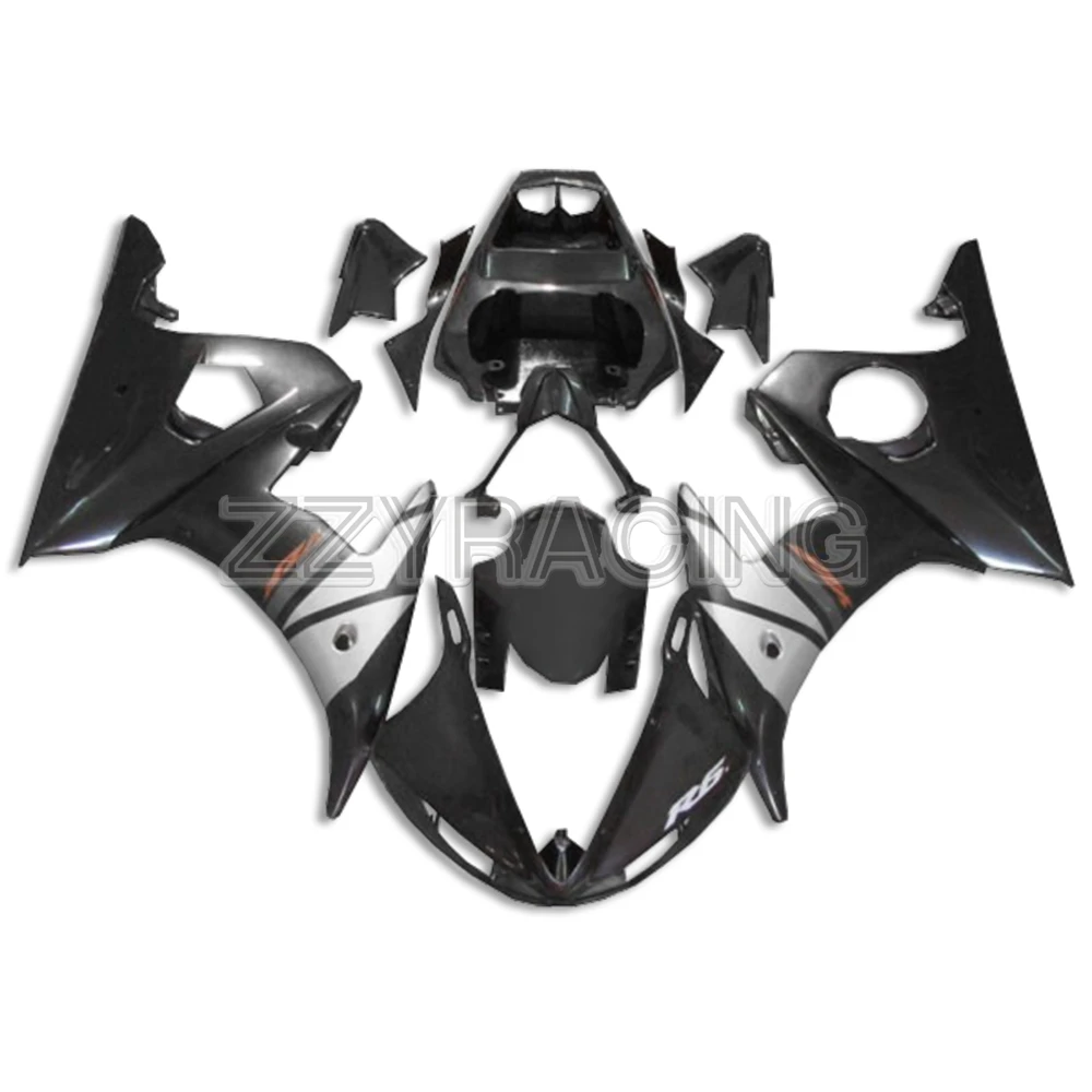 

Injection Fairings for Yamaha YZF-600 R6 2003 - 2005 2004 Complete Panels Kit 03 04 05 ABS Plastic Silver Black Frames Cowlings