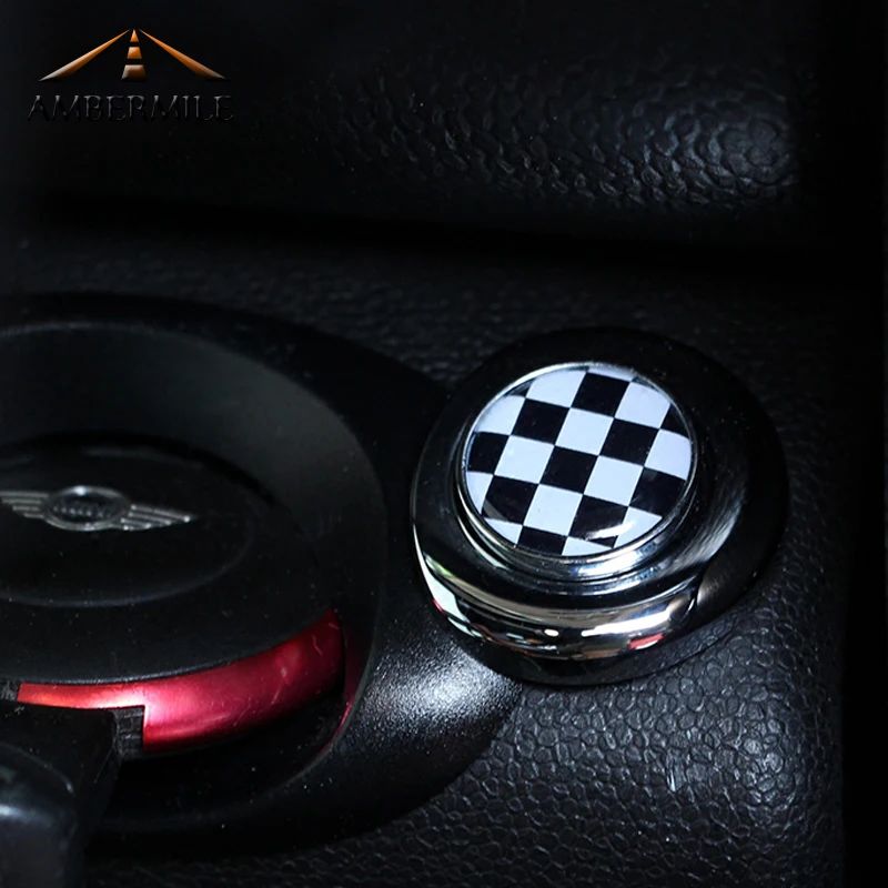 Наклейки на кнопку запуска двигателя автомобиля AMBERMILE черные наклейки для Mini Cooper