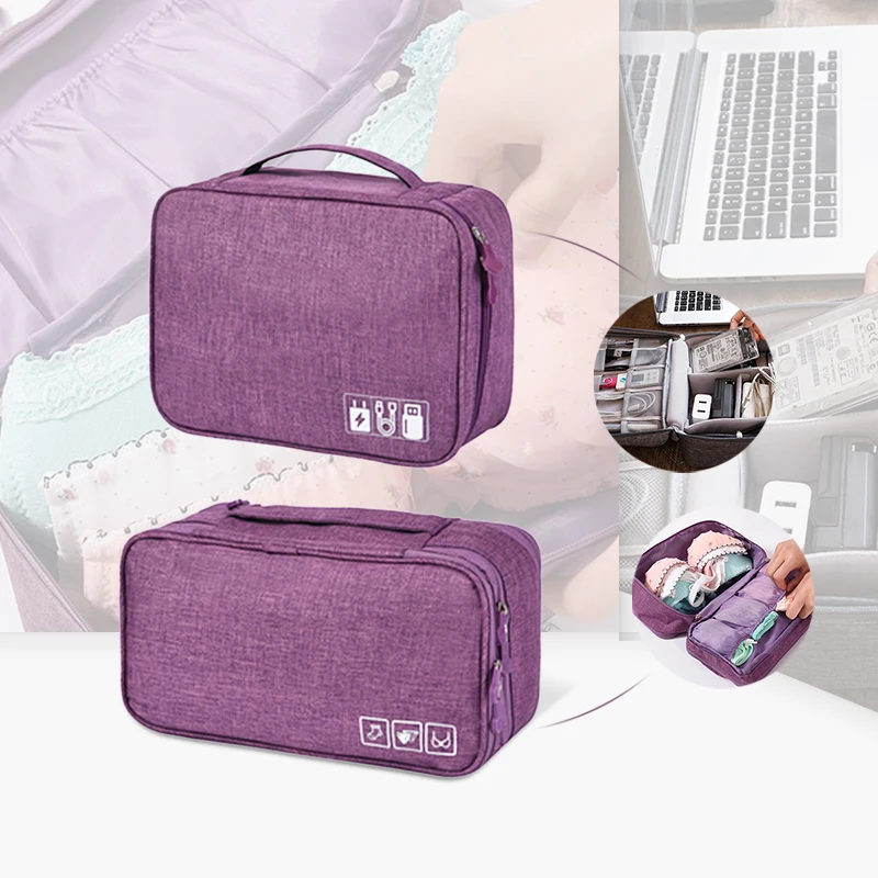 

2pcs/set Travel Storage Bags Organizers Digital Cables Wires Power Bra Underware Brief Pouch Bag Case Zipper Package Accessories