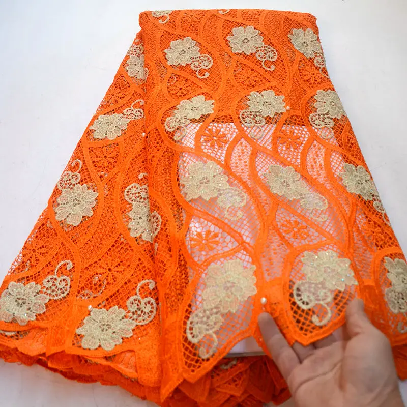 

Classic smooth cotton African swiss voile lace High Quality 2019 white gold african guipure cord lace fabric for women QG726