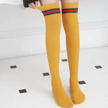 

2019 spring Autumn women stockings cotton long tube socks female over the knee socks Japanese students three bars socks women