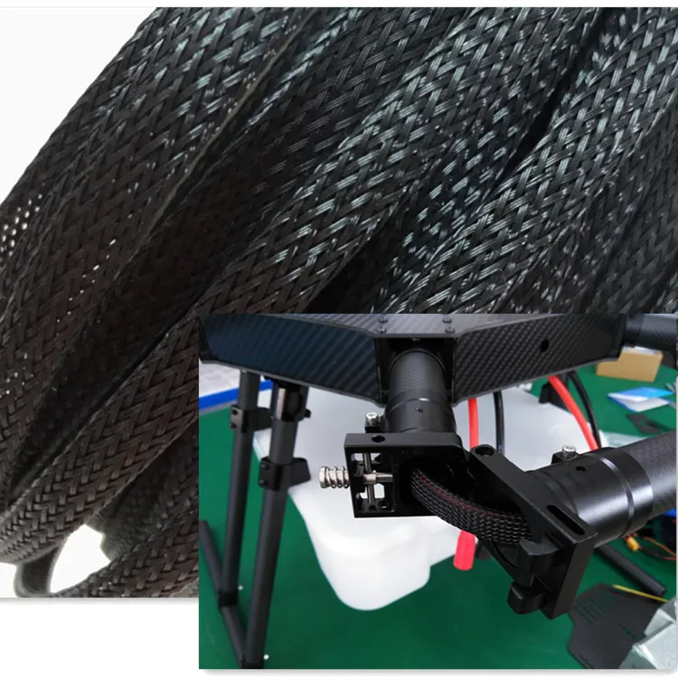 DIY Agriculture drone 8mm / 10mm telescopic braided hose PET snakeskin net tube wire protection wire black 10 meters