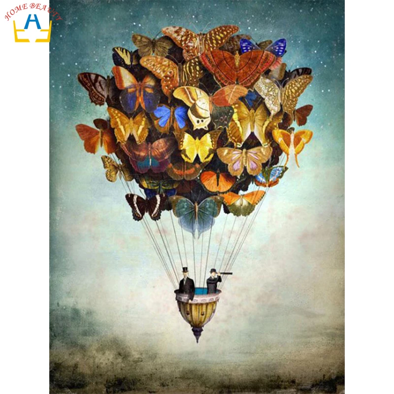DMC full drill diamond needlework rhinestones butterfly balloon picture patchy mosaic 5D DIY painting canvas decor RJ431 | Дом и сад